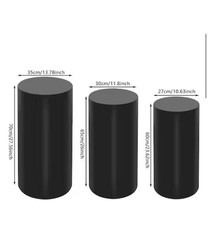 3pc Black Cylinder Pedestal Stands Set for Wedding Venue Display Decor