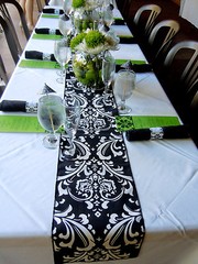Damask Wedding Table Runner White Black 72″ Traditions