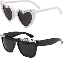 Elegant Just Married Decorations – UV Protected Sunglasses for Weddings, 2 Pair
