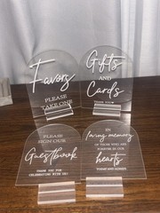 4pcs Clear Acrylic Wedding Signs for Ceremony and Reception, 5×7 Inch Set of 4