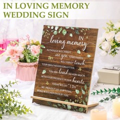 Acrylic Wooden Memorial Table Sign, Sympathy Gift Funeral & Reunions(Greenery)