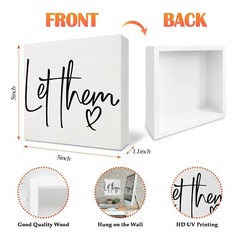 Let Them Wooden Sign – Mental Health Quotes Wood Box Signs 5×5 Inches, Let Th…