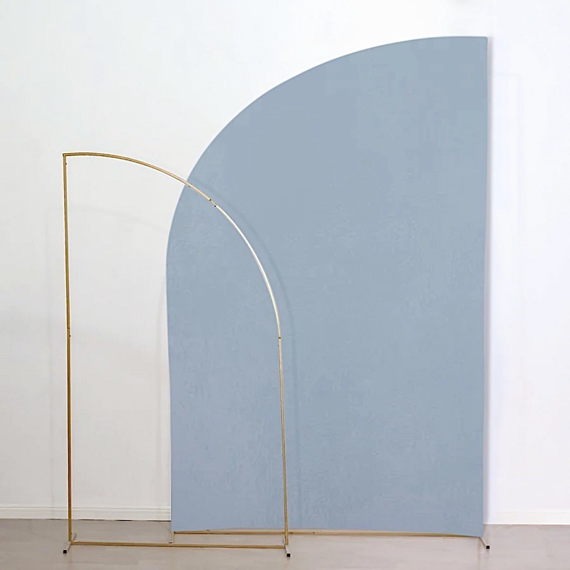 8 ft x 5 ft DUSTY BLUE Matte Fitted Spandex Half Moon Arch Stand Cover Wedding