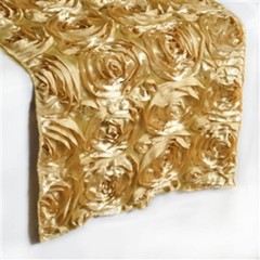 Rosette Satin Table Runner Ribbon 3D Rose Spiral Wedding Party Table decoration