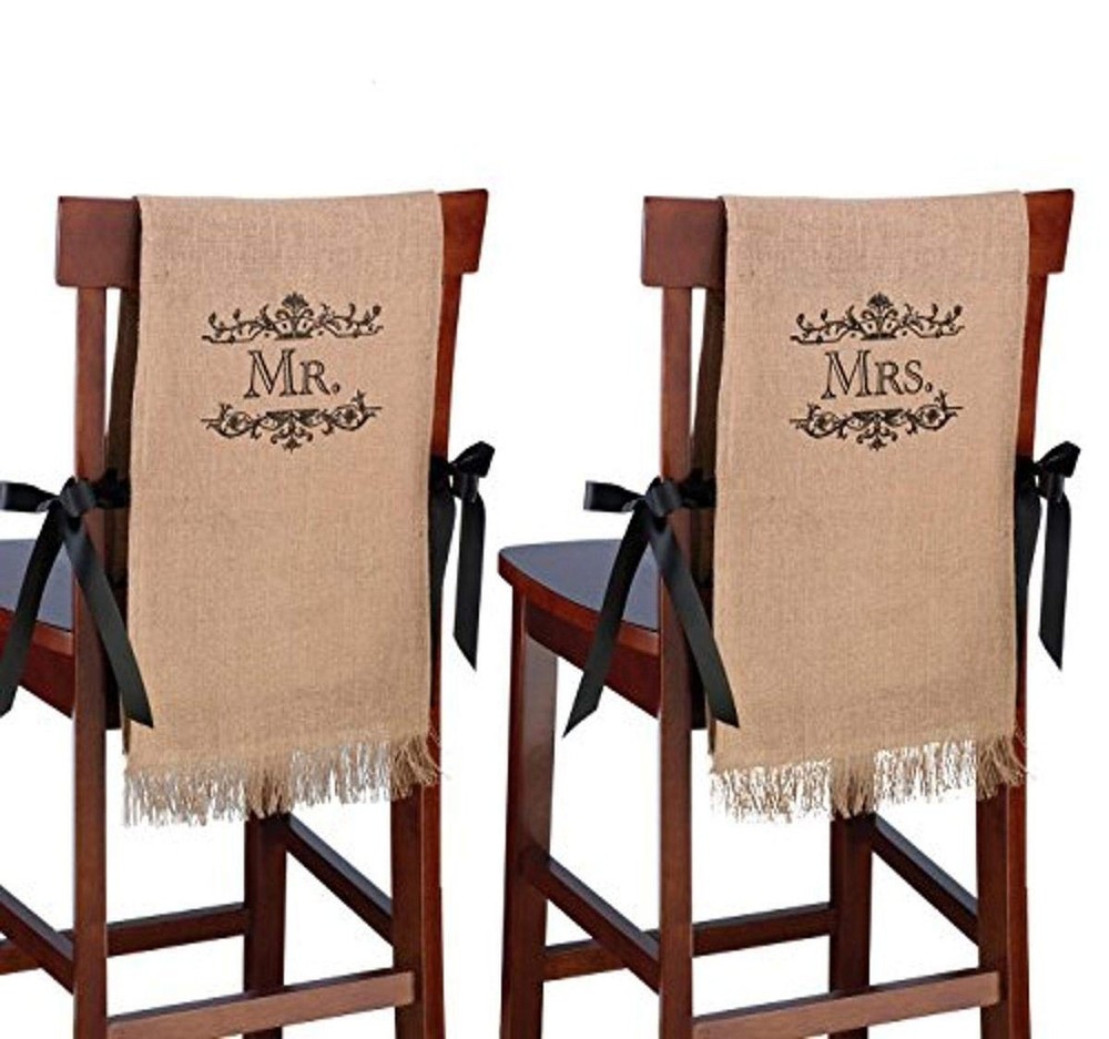 Lillian Rose Mrs. Rustic Burlap Chair Covers Decor (WF565 MM) Mr & Mrs
