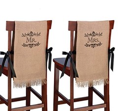 Lillian Rose Mrs. Rustic Burlap Chair Covers Decor (WF565 MM) Mr & Mrs