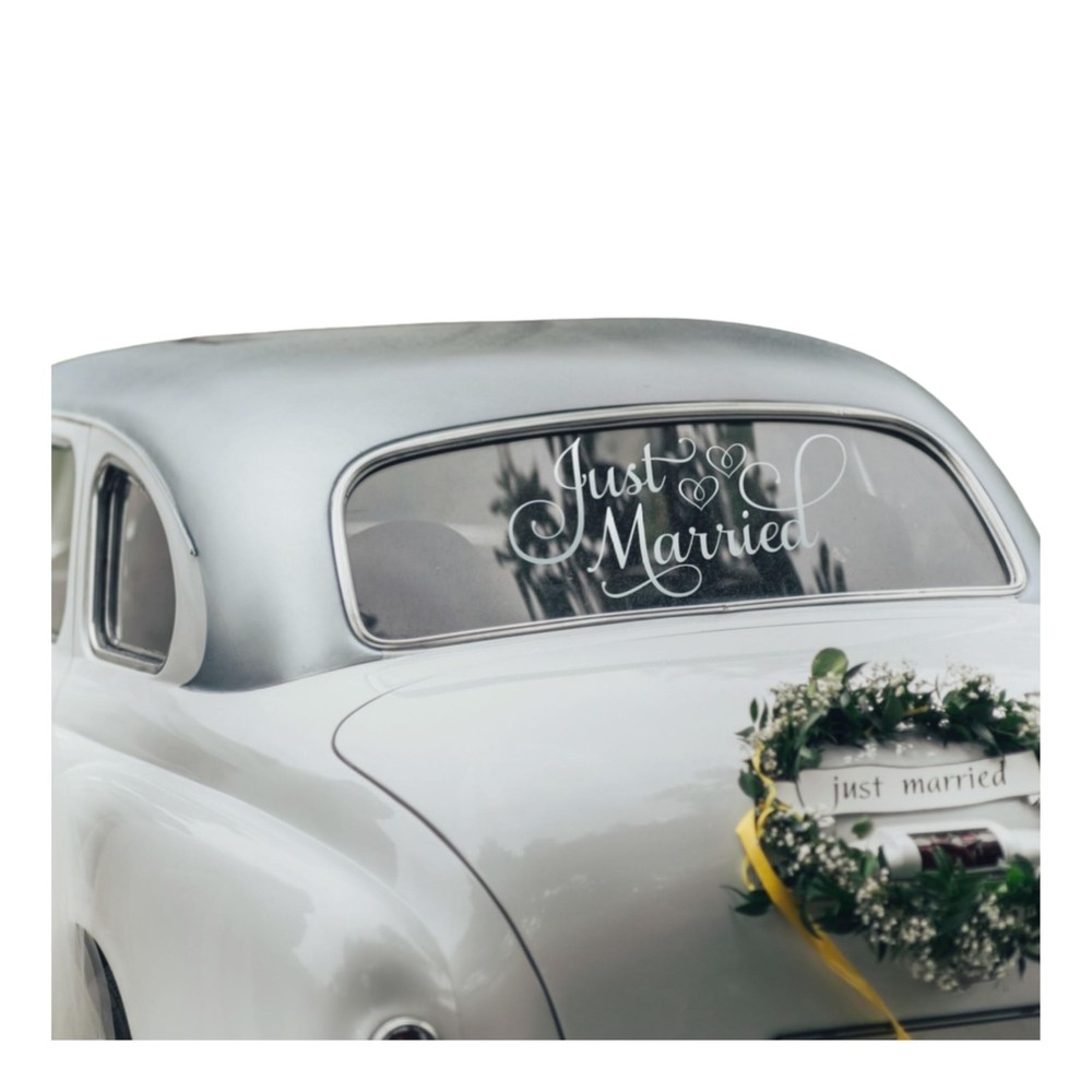 Just Married Car Window Sticker, Wedding Day Decorations, Just Married Vinyl …