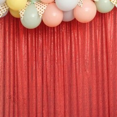 RED 8 ft x 8 ft Sequined Backdrop Curtain Wedding Party PhotoBooth Decorations
