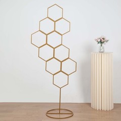 6FT Gold Metal Honeycomb Balloon Arch Stand Wedding Party Backdrop Frame