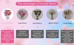 Preserved Real Roses Bouquet – Mixed Color Eternal Roses with Dried