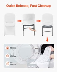 VEVOR 30PCS White Stretch Spandex Folding Chair Covers for Wedding Party Dining