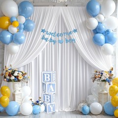 White Backdrop Curtain 10x10ft – Wrinkle Free Polyester Photo Curtain Backdro…