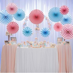 Hanging Paper Fans Party Set, Round Pattern Paper Garlands Decoration for Bir…