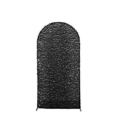 7 ft BLACK Big Payette Sequin Fitted Round Top Wedding Arch STAND COVER Party