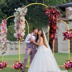 Set of 3 Golden Metal Arch Backdrop Stand Wedding Frame for Ceremony Decorations
