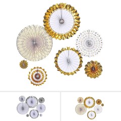 8 pcs Assorted Paper Fans Wall Backdrop Wedding Decorations Party Event Supplies