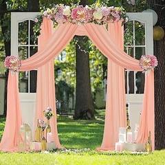 Wedding Arch Draping Fabric Pink Chiffon Fabric 29″W x 240″L (Pack of 1) Peach