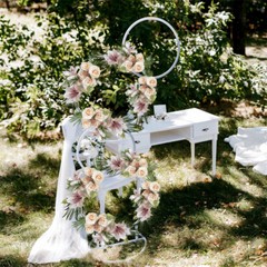 2x Heavy Duty Backdrop Stand w/ Base Portable Wedding Metal Arch Party Frame Kit