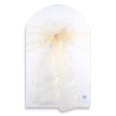 200 pcs Organza Chair Cover Bow Sash 108″x8″ – Champagne – Wedding Party mb