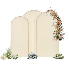 Set of 3 Metal Arch Backdrop Stand Gold Beige Wedding Party Arch Backdrop Stand