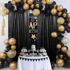 Black Sequin Backdrop Curtains 6 Pieces 2FTx8FT Shimmer Birthday Wedding Phot…