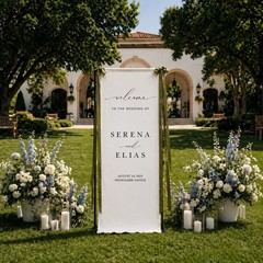 Custom Fabric Welcome Banner Cotton Linen Wedding Backdrop