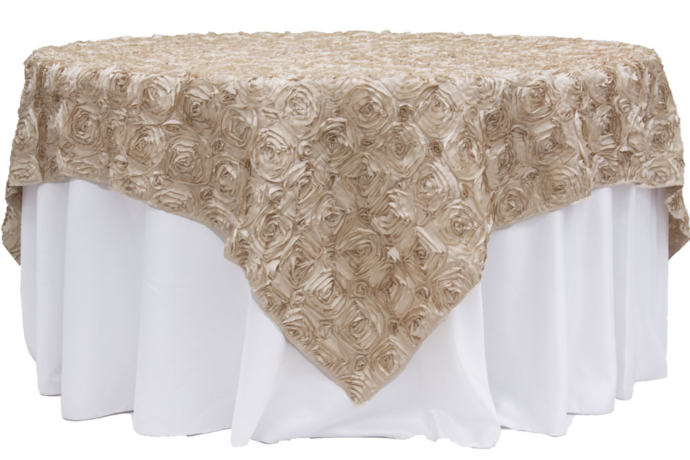 10 Pack 54″ x 54″ Rosette Satin Overlays 22 Colors Wedding Decoration Tablecloth