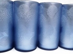 Wedding Decor- Vase / Candle Holder – Frosted Floral Periwinkle Blue