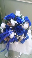 14Pc wedding Package Royal Blue and White & Burlap! Bouquets, bout and corsages