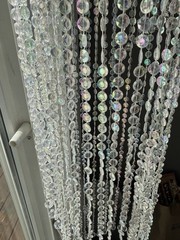 SPIRAL ACRYLIC CRYSTAL CHANDELIER 46” Beaded Preowned Wedding Decor Girl Room