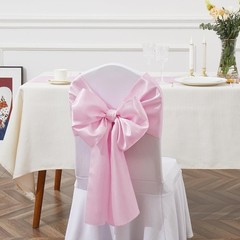 Pink Satin Chair Sashes Bows, 10 Pcs, 6 x 108 inch | Universal Chair Cover,