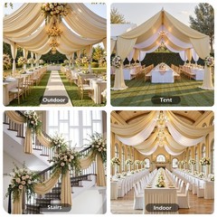 Party Village 20ftx40ft Champagne Khaki 60″W x 480″L (Pack of 4),