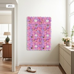 6 Pcs Artificial Floral Panels, Flower Wall Panels For Weddings, Birthdays