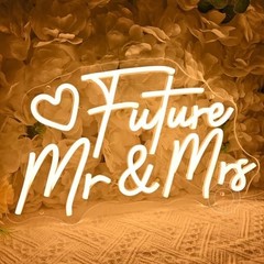 Neon Sign LED Wedding Decor Mr Mrs Wall Hanging Light USB Powered Warm White