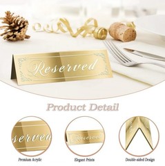 Reserved Table Sign For Weddings, Restaurants, Events – Gold Acrylic Sign 20pc