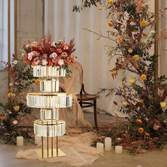 5-Tier Crystal Gold Vase for Centerpiece – Large Wedding Decor Flower Stand | Me