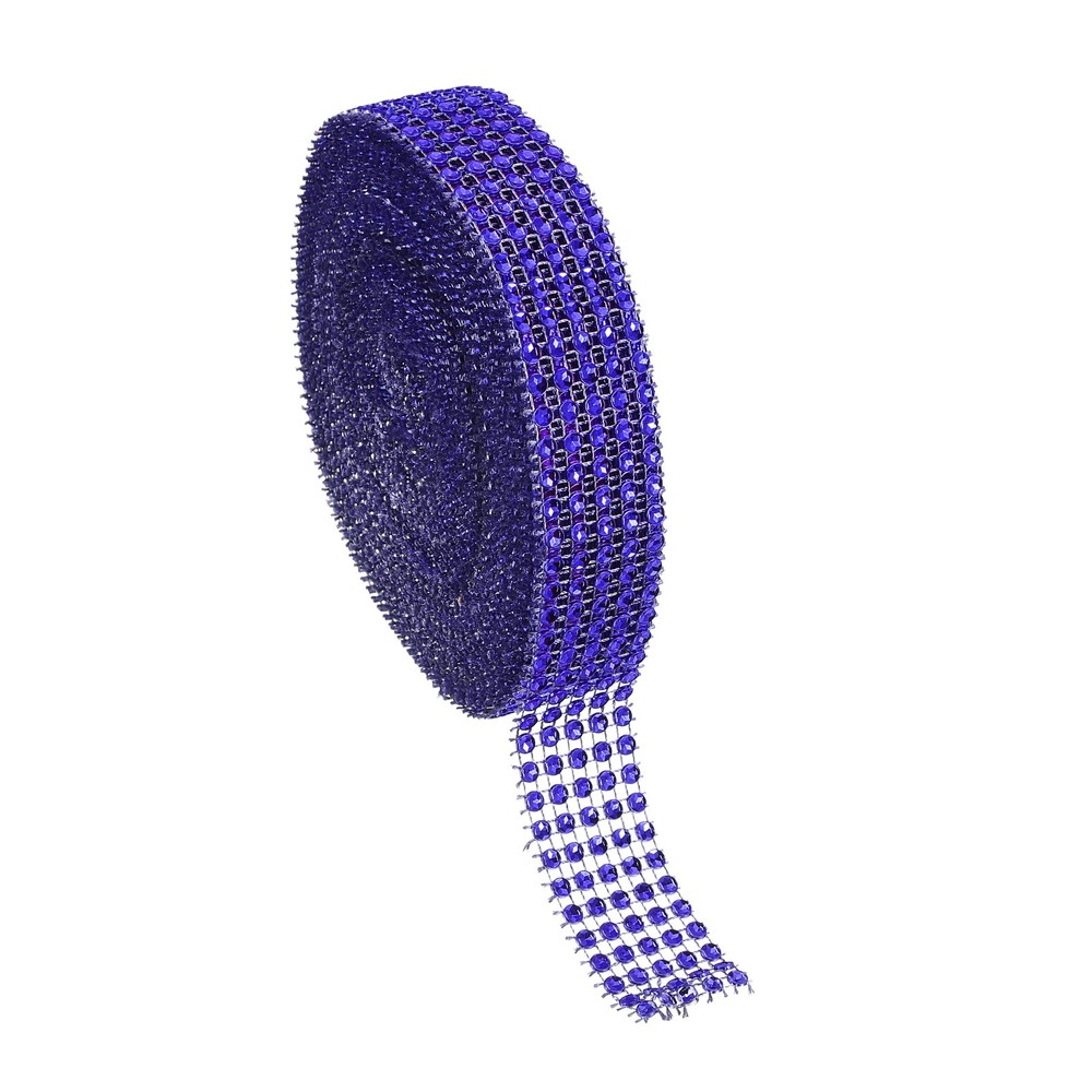 1″x10 Yard Crystal Rhinestones Mesh Ribbon Blue (4mm)