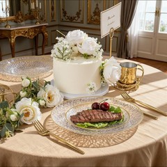 Rubtlamp 150Pcs Plastic Plates, Heavy Duty Clear Plates With Gold Rim, Hammer…