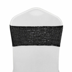 10/25/50/100Pcs Spandex Stretch Sequin Chair Sashes Bow Band Wedding Party Decor
