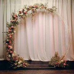 GOLD 8 feet Metal Double Hoop BACKDROP STAND Wedding Arch Party Events Supplies
