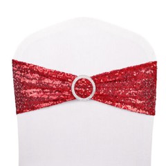 10-100Pcs Stretch Sequin Wedding Chair Bands with Buckle Slider Sashes Bow Decor