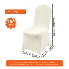 100 PCS Ivory Chair Covers Polyester Spandex Stretch Slipcovers Wedding Party