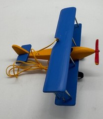 Hanging Airplane, Blue Yellow, Nursery Decor, Decorative Wooden Airplane