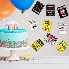 9pcs 18th Birthday Party Decorations, 9 Styles Funny Wall Signs Thick Paper F…