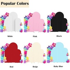 4ft,5ft,6ft Set of 3 Arch Backdrop Cover(No Stand) | Round 4FT-5FT-6FT White