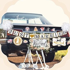 18 Pcs Just Married Wedding Car Decorations Include 12 Just Married Ornate Car