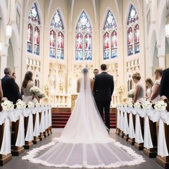 34 Pcs Wedding Pew Decorations – White Tulle & Silk Hydrangea Rose Clips for Ais