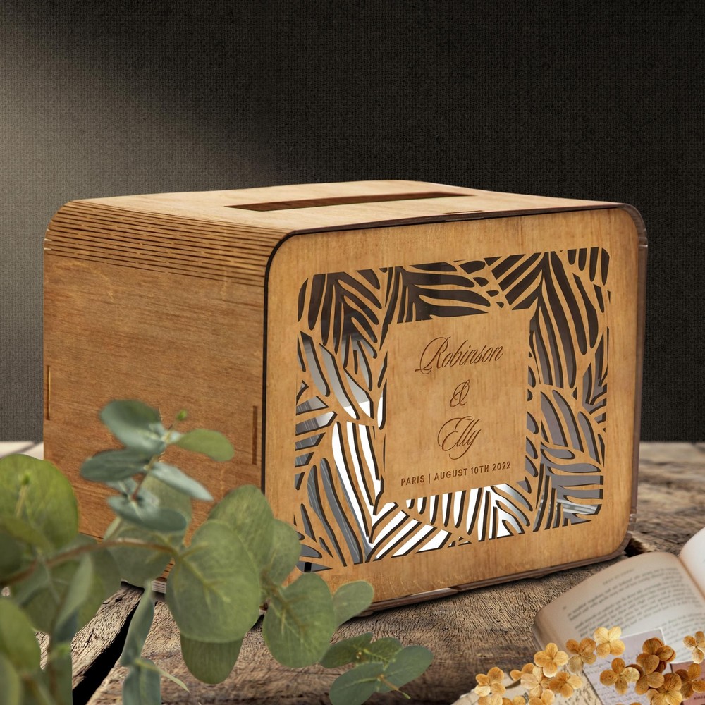 Personalised Wooden Wedding Card Wishing Box – Rectangle