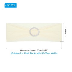 Chair Bows Sash 50 Pcs Stretch Chair Cover Band Elastic Chair Tie, Cream Color
