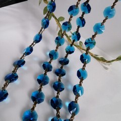 22Yards Peacock Blue Chain Crystal Octagonal beads Garland Chandelier Decoration